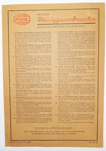 DDR Minol Merkblatt für Flüssiggas Verbraucher 1969