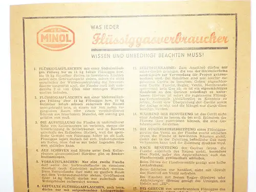 DDR Minol Merkblatt für Flüssiggas Verbraucher 1969