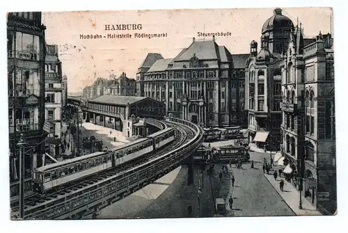 Ak Hamburg Hochbahn Haltestelle Rödingsmarkt Steuergebäude 1919