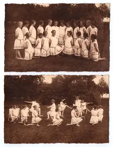 2 x Foto Ak Friedland Böhmen Damen Turnen schöne Fotografie 1925