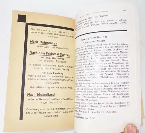 Die Ostsee Führer durch die Badeorte 1929 mit Danzig Memel Ostpreußen