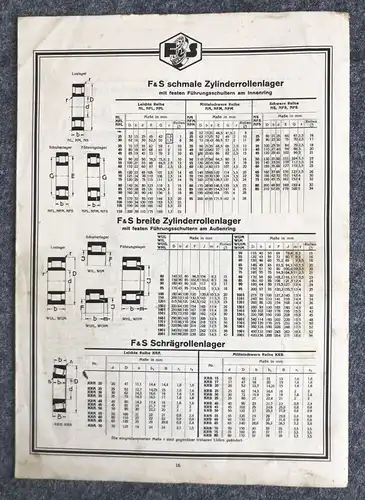 F S Wälzlager Fichtel Sachs AG Schweinfurt Info Heft alte Broschüre