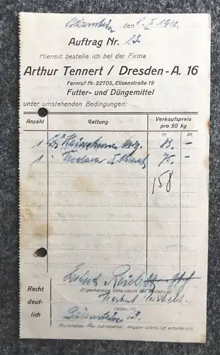 Alte Rechnung Lebens Futter Düngemittel 1921 Dokument