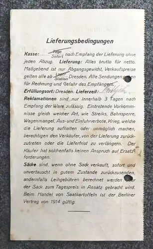 Alte Rechnung Lebens Futter Düngemittel 1921 Dokument