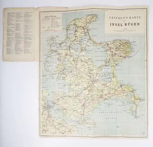 Griebens Karte der Insel Rügen DRGM 1930er Landkarte