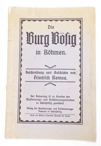 Die Burg Bösig in Böhmen Friedrich Bernau Beschreibung Geschichte