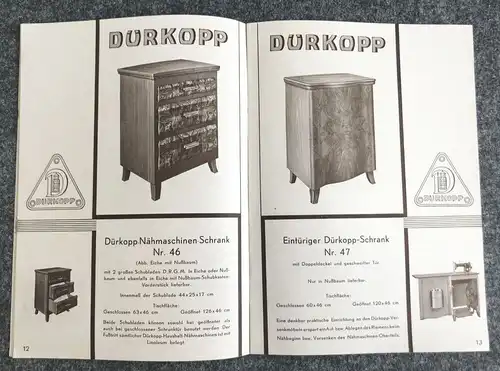 Alte Broschüre Dürkopp Nähmaschinen Heft Modelle Katalog Möbel