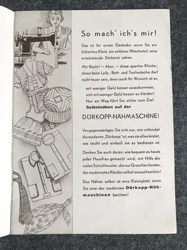 Alte Broschüre Dürkopp Nähmaschinen Heft Modelle Katalog Möbel