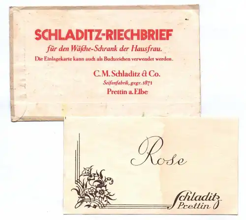 Schladitz Riechbrief Prettin Elbe 1930er Schmuckpapier