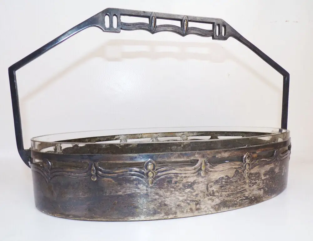 WMF Jugendstil Schale Glaseinsatz Tafelaufsatz um 1910 5