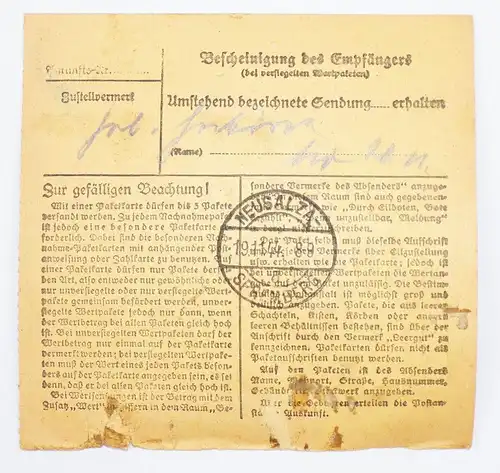 DR Paketkarte Bautzen Lieber Seifenfabrik Neusalza Spremberg MiF 1944