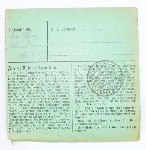 Postgutkarte 1944 DR 20 Pfennig Randstück 25 Pf Dresden Bollmann Elektro Handel