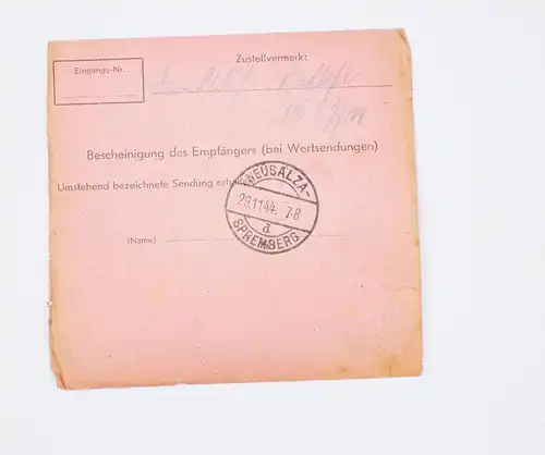 Not Paketkarte 1944 Neusalza Spremberg Deutsches Reich