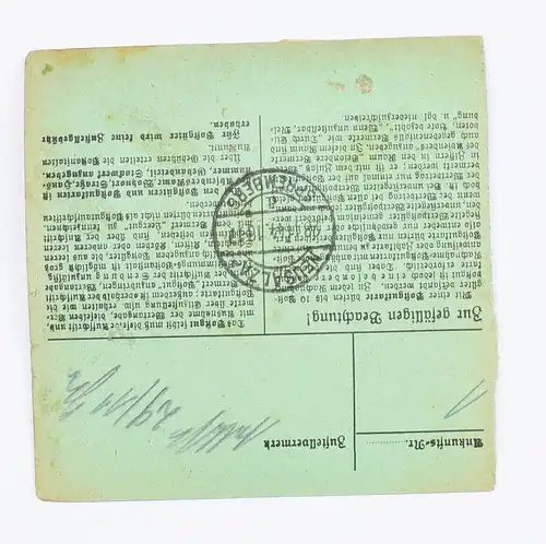 Paketkarte 1944 Hinterhermsdorf Gebühr Bezahlt Stempel