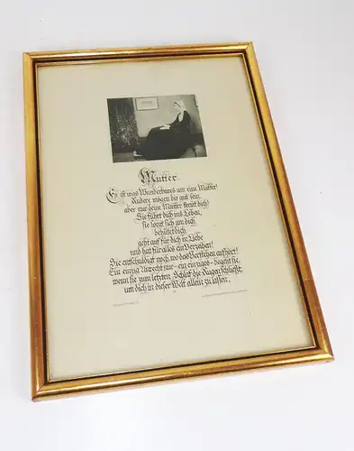 Druck Zitat Mutter Bilderrahmen Kupfer u Herrmann Kunstverlag Berlin um 1920