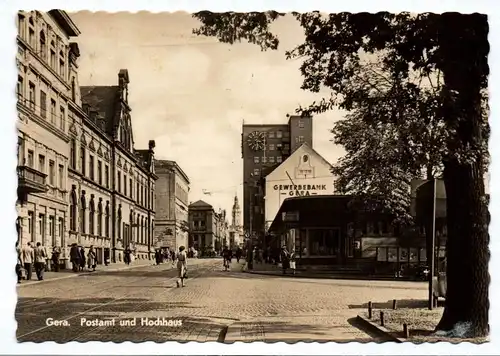 DDR Ak Gera Postamt und Hochhaus 1965
