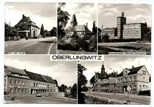 DDR Ak Oberlungwitz Karl Marx Straße Strumpfkombinat 1977