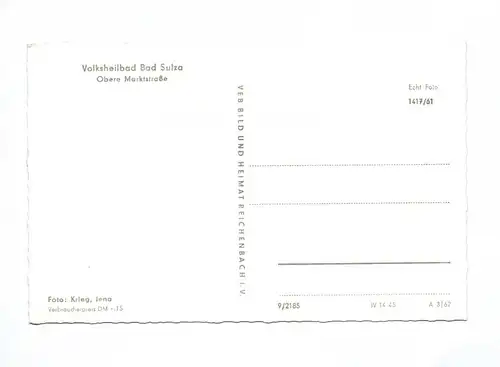 DDR Ak Volksheilbad Bad Sulza Obere Marktstraße 1962