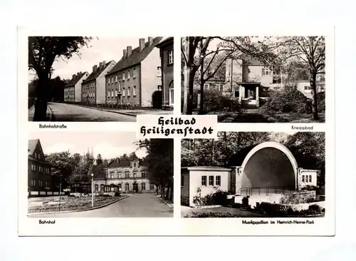 DDR Ak Heilbad Heiligenstadt Bahnhofstraße Kneippbad Bahnhof 1961
