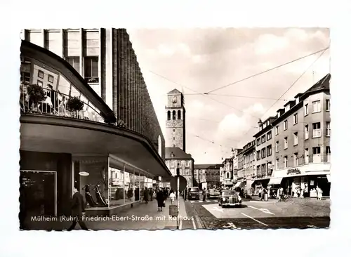 Ak Mühlheim Ruhr Friedrich Ebert Straße am Rathaus 1965