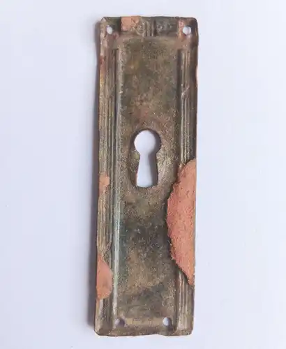 Möbelbeschlag aus Messung antik mit Schlüsselloch Beschlag alt Schlüsselschild