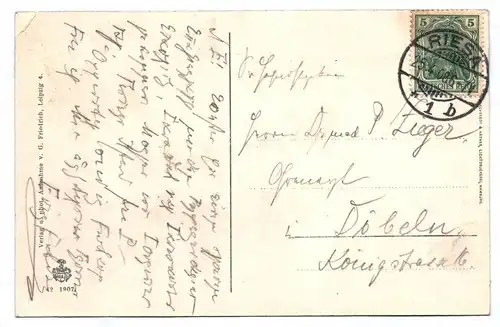 Ak Riesa Postweg mit Ruine 1908