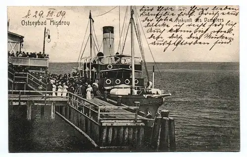 Ak Ostseebad Misdroy 1909 Miedzyzdroje Polen Ankunft des Dampfers