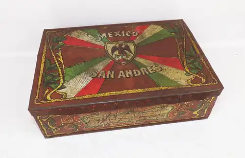 Alte Tabakdose Mexico San Andres Blechdose 1910er Deko