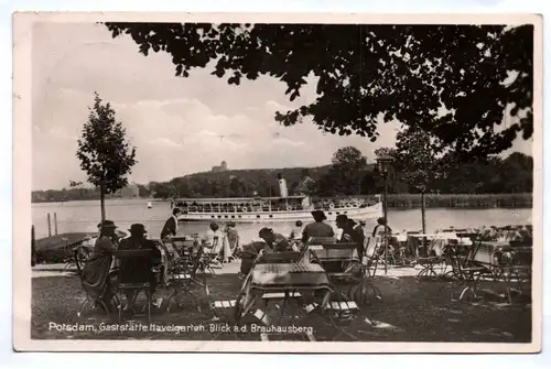 Ak Potsdam Gaststätte Havelgarten Blick auf den Brauhausberg Dampfer