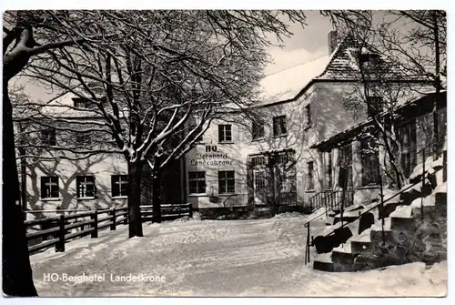 Echtfoto Ak Görlitz HO Berghotel Landeskrone im Winter 1962