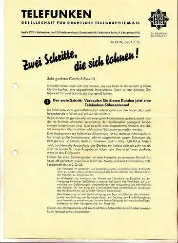 Lot Radio Dokumente Garantiescheine Röhren Telefunken um 1935 