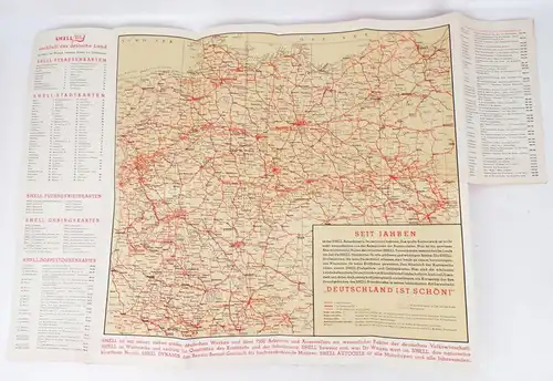 Shell Reisedienst Prospekt Deutsches Reis 1930er Übersicht der Shell Karten