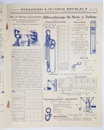 Breslau Prospekt Noskowski u Jeltsch Drehkran Motorwinden Baubedarf um 1925