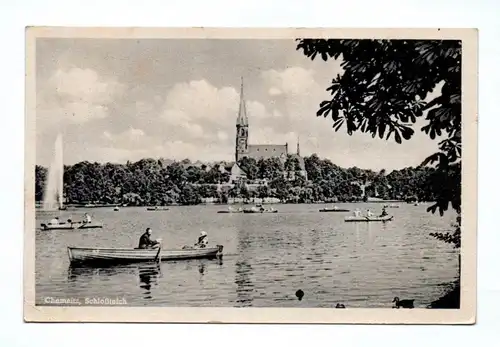 Ak Chemnitz Schloßteich 1944