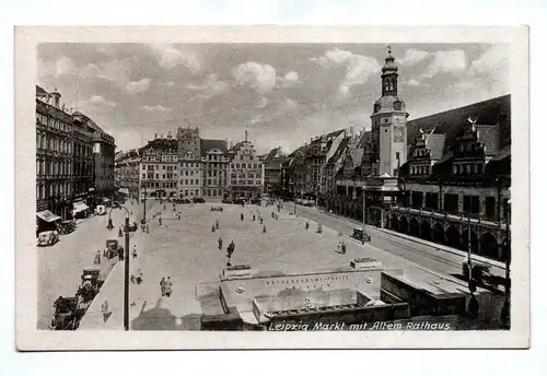 Ak Leipzig Markt mit altem Rathaus
