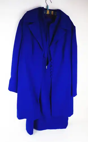 Kleid Jacke Kombi Blau 50er 60er Jahre DDR Damen Vintage Kostüm