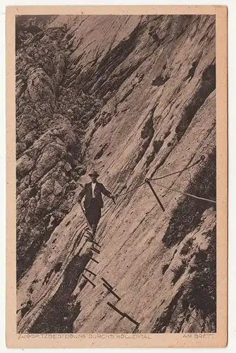 Ak Zugspitze Besteigung durchs Höllental Bergsteiger Kletterer um 1940 !