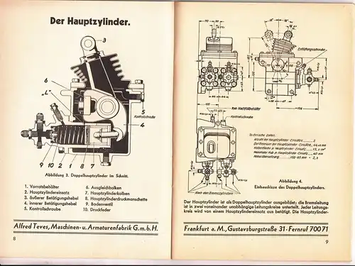 Ate Hydraulische Bremse Rohrleitungsplan L-LKW. (E.B.1820) Teves Frankfurt 1937