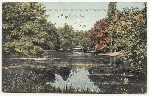 Ak Berlin Rousseau Insel im Tiergarten 1907