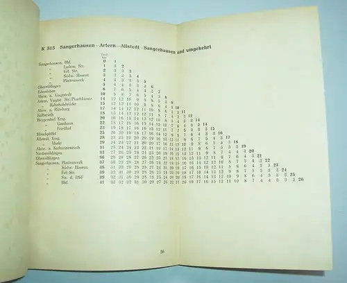 VEB Kraftverkehr Sangerhausen Fahrpreistabellen um 1950