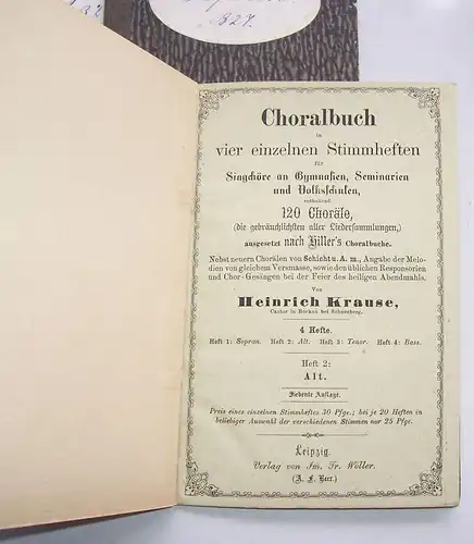 4 Stimmhefte Choralbuch Gesänge Lieder Heinrich Krause um 1870er 80er top