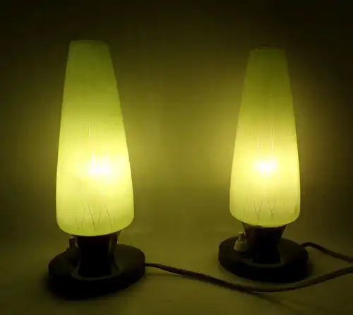 Nachttischlampe Paar Set Grün Schwarz Mid Century Leuchte
