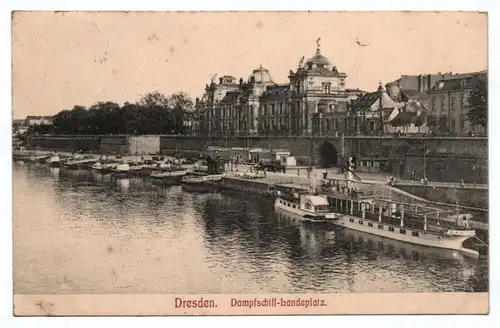 Ak Dresden Dampfschiff Landeplatz 1918