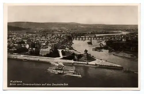 Ak Koblenz Blick vom Ehrenbreitstein auf das Deutsche Eck