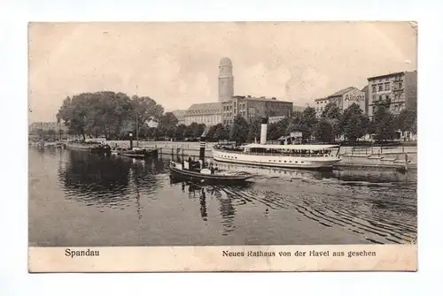 Ak Spandau Neues Rathaus von der Havel aus gesehen 1915