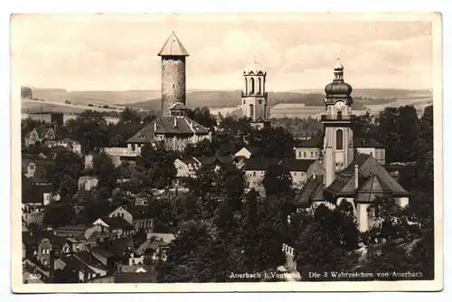Ak Auerbach im Vogtland Die 3 Wahrzeichen
