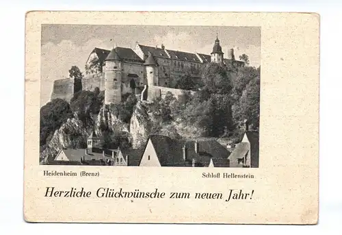 Ak Herzliche Glückwünsche zum neuen Jahr Schloß Hellenstein 1955