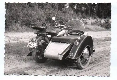 Foto Motorrad wohl RT mit Beiwagen Soziussattel Cottbus 1950er