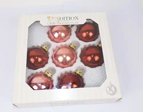 Tradition Glas Baumschmuck 7 Kugeln Rosa Rot Krebs und Sohn OVP