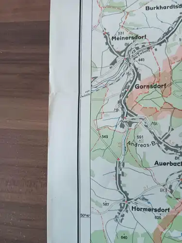 DDR Landkarte Zschopau 1954 Vermessungsdienst Sachsen